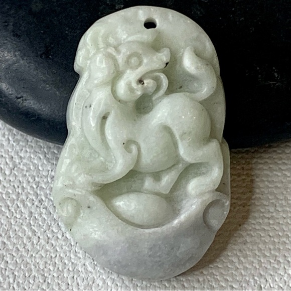 Jade Jewelry - Chinese Zodiac Jade Dog Pendant Mythical Beast Amulet Auspicious Lucky Animal